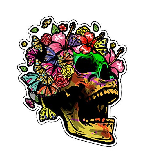 WickedGoodz Butterfly Skull Vinyl Decal - Flower Skull Bumper Sticker - for Laptops Tumblers Windows Cars Trucks Walls WickedGoodz Butterfly Skull Vinyl Decal - Flower Skull Bumper Sticker - for Laptops Tumblers Windows Cars Trucks Walls