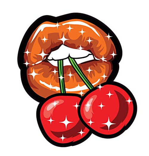 WickedGoodz Lips Vinyl Decal - Cherry Bumper Sticker - for Laptops Tumblers Windows Cars Trucks Walls WickedGoodz Lips Vinyl Decal - Cherry Bumper Sticker - for Laptops Tumblers Windows Cars Trucks Walls