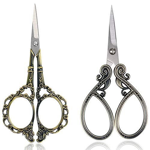 BIHRTC 2Pairs 4.5Inch Straight Embroidery Scissors and knitting Scissors Stainless Steel Sharp Tip Detail Shears DIY Tools Dressmaker for Sewing Crafting Artwork Needlepoint Scissors