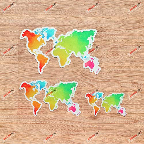 World Map Outline Vinyl Decal Sticker - 3 Pack Reflective 4 Inches 6 Inches 8 Inches - for Car Boat Laptop Window World Map Outline Vinyl Decal Sticker - 3 Pack Reflective 4 Inches 6 Inches 8 Inches - for Car Boat Laptop Window