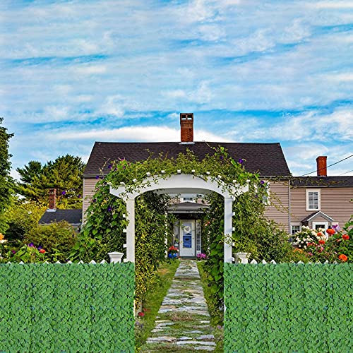 Artificial Fence Green Plants Faux Ivy Hedge Leaf Privacy Fence Hedges Fence and Faux Ivy Vine Leaf Decoration Wall Screen Fence Decoration Hedge for Outdoor Indoor Garden Patio
