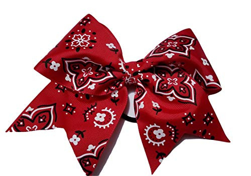 AZBOWS Cheer Bows Red Bandana Country Western Cowboy Hair Bow
