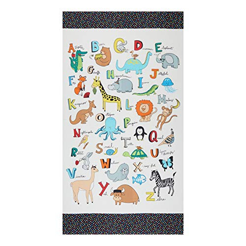 Windham Fabrics Whistler Studios A to Zoo Animal ABC 24'' Panel Fabric Ivory