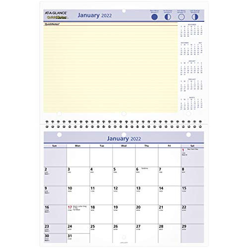 2022 Wall  and  Desk Calendar by AT-A-GLANCE 11" x 8" Small Monthly Wirebound QuickNotes Daily Blocks 1-1-4 x 1-1-4 -PM5028-