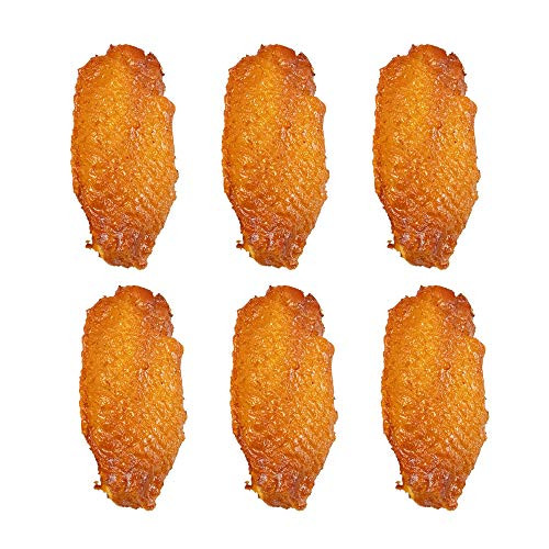 AUEAR Fake Cooked Fried Chicken Simulation Artificial Food Model Fake Food Props Meat for Kitchen Home Party Halloween Decoration Market Food Sample Display -Chicken Wings 6 Pack-