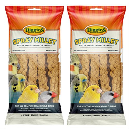 Higgins 2 Pack 6 Count Millet Spray Birds 2 Bags Total Fun Tasty Bird Treats Bird Snacks