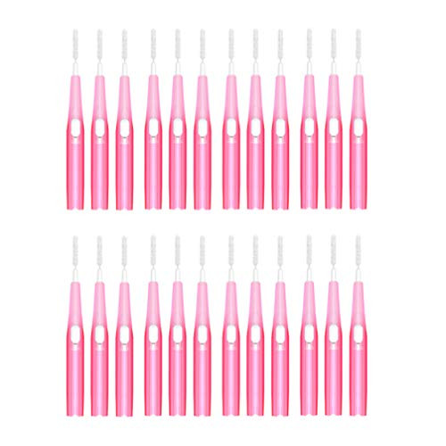 ARTIBETTER Retractable Interdental Toothpick Brush Tooth Flossing Head Oral Hygiene Brush Tooth Cleaning Tool 30pcs Pink 0.6mm