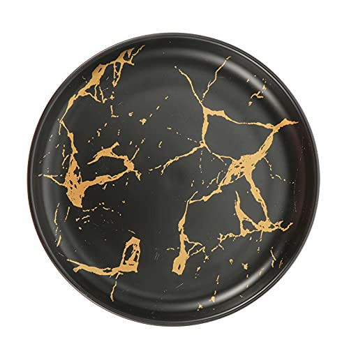 DOITOOL Ceramic Dinner Plates Marble Style Salads Plates Large Round Serving Plates Creative Porcelain Breakfast Plates Dinner Service Modern Dinnerware 6 inch Black