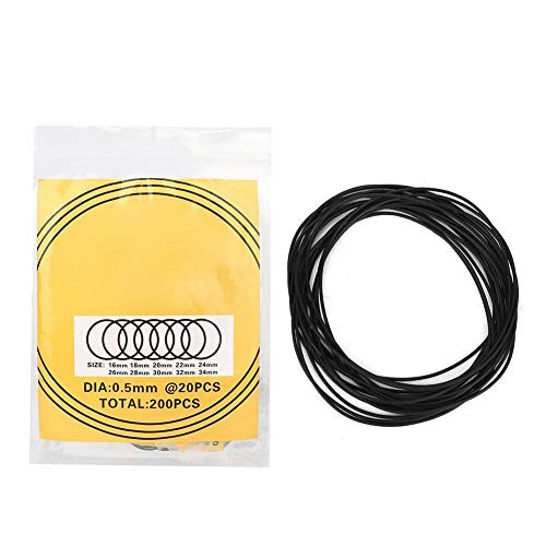 Rotekt Watch Back Cover Seal Gaskets 200pcs O-Ring Waterproof Rubber Seal Watch Back Cover Seal Gaskets Repairing Tool Watch Accessories -0.5mm-