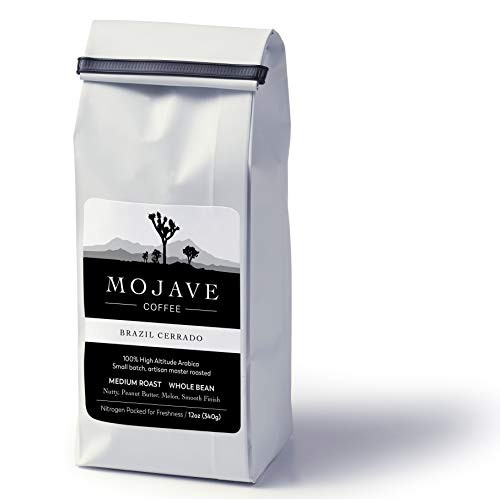 Mojave Coffee Brazil Cerrado, Single-Origin, Small-Batch, Fresh Roasted, 100% High-Altitude Premium Arabica, Medium Roast 12oz (Whole Bean)