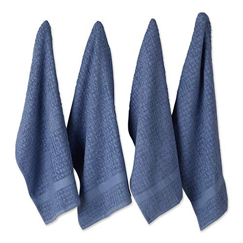 DII Waffle Terry Collection Dishtowel Set 15x26 Stonewash Blue 4 Piece