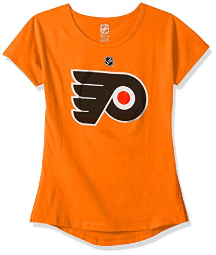 Outerstuff NHL NHL Philadelphia Flyers Youth Girls Primary Logo Basic Short Sleeve Tee Orange Youth Large-14-