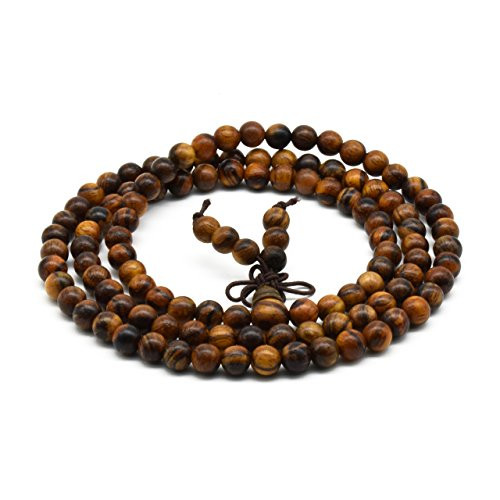 Zen Dear Unisex Natural Qinan Agarwood Prayer Beads Tibetan Buddhism Mala Bracelet Necklace Beads -6mm x 108 Beads-