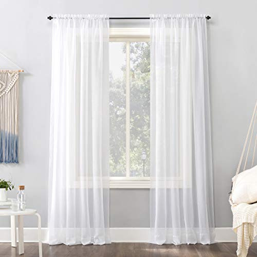 No. 918 Emily Voile Sheer Rod Pocket Curtain Panel 59" x 120" White
