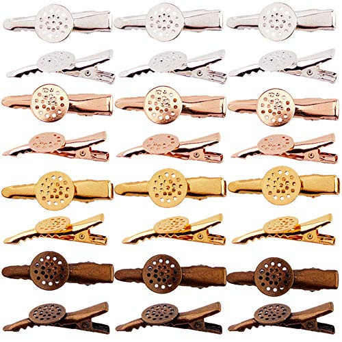 SUNNYCLUE 24Pcs 4 Colors Hair Clips Tray Bezel Blank Hair Accessories Snap Hair Barrettes DIY Findings for Women Make Up Hair Styling SUNNYCLUE 24Pcs 4 Colors Hair Clips Tray Bezel Blank Hair Accessories Snap Hair Barrettes DIY Findings for Women Make Up Hair Styling