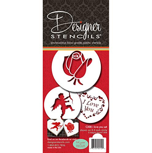 Designer Stencils I Love You Cookie Stencils -Cupid Rose Heart- Beige-semi-transparent