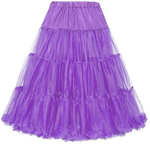 ZAPAKA Women's 50s Petticoat Tutu Skirt Vintage Rockabilly Tulle Crinoline Underskirts Lavender L