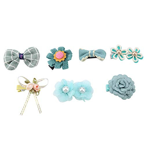 Yuehuam Dog Hair Bows with Clips 7Pcs Pet Grooming Top Knots Hairpins Puppy Topknot Bows Pet Hair Accessories for Small Cats Dogs Girls