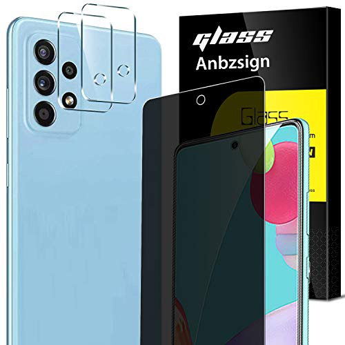 Anbzsign-2 Pack- Camera Lens Protector and -2 Pack- Privacy Screen Protector for Samsung Galaxy A52 4G - Galaxy A52 5G Anti-Spy 9H Hardness Tempered Glass Anbzsign-2 Pack- Camera Lens Protector and -2 Pack- Privacy Screen Protector for Samsung Galaxy A52 4G - Galaxy A52 5G Anti-Spy 9H Hardness Tempered Glass