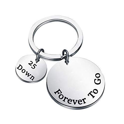 LQRI 10th Wedding Anniversary Keychain 10 Down and Forever to Go Keychain 10 Years Anniversary Key Chain 10th Wedding for Him or Her -Silver- -25th- LQRI 10th Wedding Anniversary Keychain 10 Down and Forever to Go Keychain 10 Years Anniversary Key Chain 10th Wedding for Him or Her -Silver- -25th-
