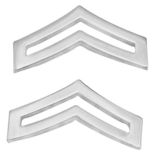 Smith  and  Warren Large Corporal Double Chevron Collar Brass Rank Insignia Silver Finish Police Military Uniform Pin
