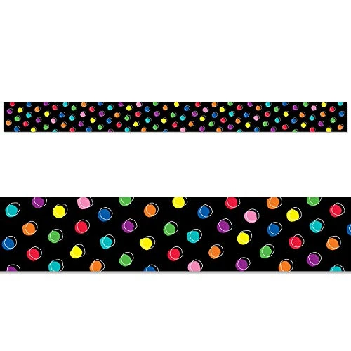 Creative Teaching Press Doodle Dots on Black Classroom Border -8758-