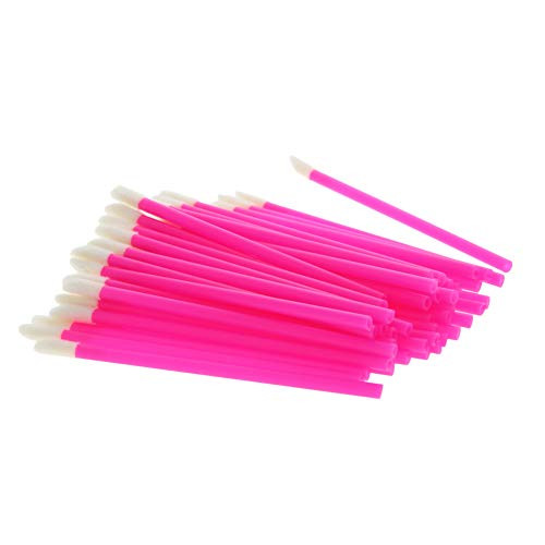 Utoolmart Disposable Lipstick Gloss Wands Disposable Lip Brushes Make Up Lip Brush Lipstick Lip Gloss Wands Applicator Tool with Soft Brush Head Makeup Kits Rose Red Color 50 Pcs