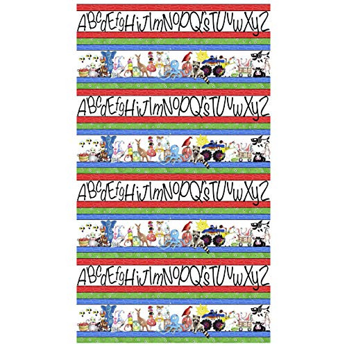 Fabric  and  Fabric QT Fabrics Soup Alphabet Stripe 24'' Panel Multi