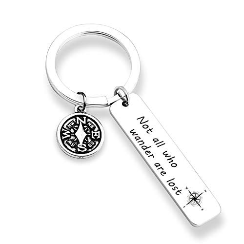 Travel Keychain Not All Who Wander are Lost Wanderlust Gift Compass Keychain -Lost Compass KR-
