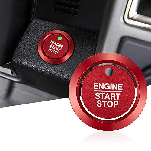 TOMALL Aluminum Engine Start Stop Push Button Cover Trim Compatible with Ford F-150 2017 2018 2019 2020 Car Engine Ignition Start Button Cap Surrounding Trim Ring Decoration Accessories -Red-