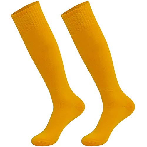 saounisi Women Volleyball Socks 2 Pairs Youth Boys Soccer Socks Team Socks Knee High Football Soccer Team Cheering Squad Socks Long Socks for Women Size 9-13 Orange