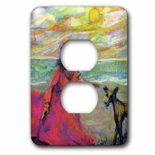 3dRose lsp_112110_6"Pink Seaside Girl & Curious" 2 Plug Outlet Cover Multicolor