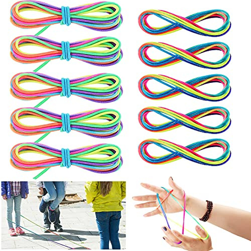 5 Pieces Cats Cradle String Hand Game String Finger Game String and 5 Pieces Chinese Jump Ropes Colorful Stretch Rope Elastic Fitness Game for Outdoor Exercise Rainbow Color 5 Pieces Cats Cradle String Hand Game String Finger Game String and 5 Pieces Chinese Jump Ropes Colorful Stretch Rope Elastic Fitness Game for Outdoor Exercise Rainbow Color