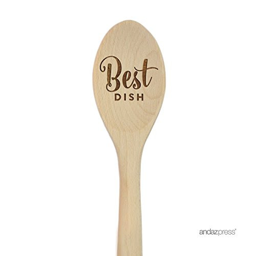 Andaz Press Laser Engraved Wooden Mixing Spoon Trophy Award Prize 12-inch Best Dish 1-Pack