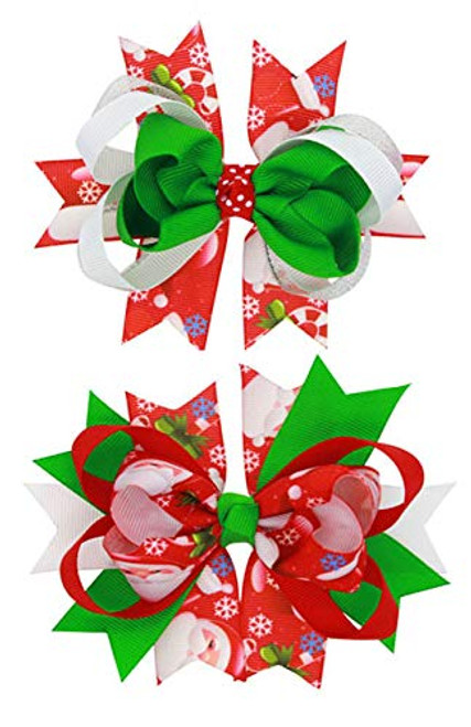 Christmas Hair Accessories Hair Bow Xmas Women Girl Hair Clips 2 Pack ZFJ08 -Red White Green- Christmas Hair Accessories Hair Bow Xmas Women Girl Hair Clips 2 Pack ZFJ08 -Red White Green-