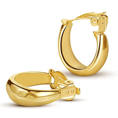Chunky Gold Clip on Hoop Earrings for Women 14k Gold Plated Hoops Earring For Girls Jewelry Gift Chunky Gold Clip on Hoop Earrings for Women 14k Gold Plated Hoops Earring For Girls Jewelry Gift