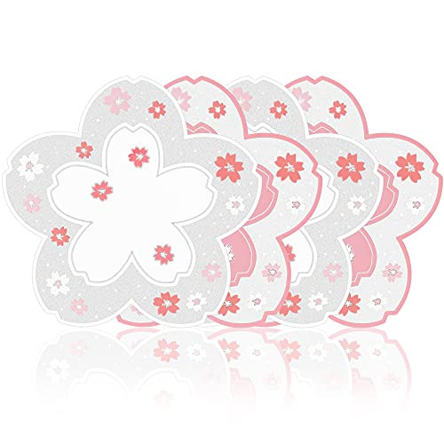 Finphoon Cherry Blossom Cup Coaster?4 PCS Non-Slip Insulation Sakura Coaster for Coffee Cup Beer Mug Tableware