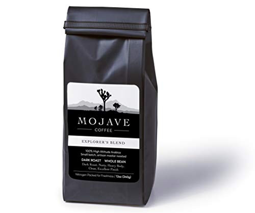 Mojave Coffee Explorer's Dark Roast, Small-Batch, Fresh Roasted, 100% High Altitude Premium Arabica, Dark Roast 12oz (Whole Bean)