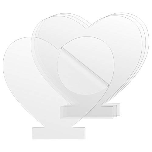 4PCS Acrylic Sheets for Light Base Gartful Clear Cast Plexiglass Board 0.08"-2mm- Thick Plastic Glass Panel with Protective Film for LED Light Base Table Sign DIY Display Project Heart Shape