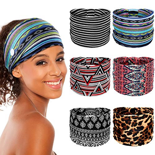 6 Pieces African Headbands with Buttons Nurse Boho Printed Headbands Elastic Turban Head Wrap Yoga Sports Workout Hairbands Hair Accessories for Women and Girls -Geometric Patterns- 6 Pieces African Headbands with Buttons Nurse Boho Printed Headbands Elastic Turban Head Wrap Yoga Sports Workout Hairbands Hair Accessories for Women and Girls -Geometric Patterns-