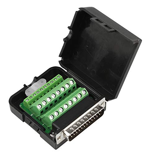 Futheda D-SUB DB25 Male Breakout Board Adapter Connector 25-pin Solderless Solder-Free Serial Port Adapter to Terminal Connector Signal Module with Long Bolts and Nuts -Male Adapter with Case-