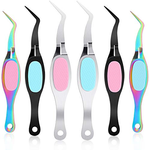 6 Pieces Crossing Locking Curved Craft Tweezers Pointed Tip Tweezers Soft-Grip Tweezers Stainless Steel Fine Tip Tweezers for DIY Crafts Paper Jewelry Beading Laboratory Work Supplies