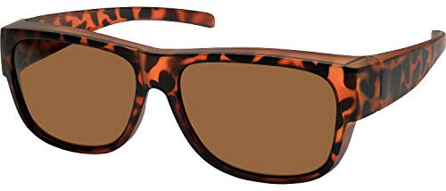 Success Eyewear Fit Over Sunglasses Polarized Wear over Eyeglasses Unisex for Men and Women Pouch Included Havana Frame Brown Lens 58