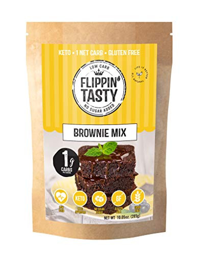 Keto Brownie Mix by Flippin' Tasty - 1g Net Carbs Per Serving - Gluten Free Grain Free Low Carb Diabetic Friendly Naturally Sweetened No Added Sugar