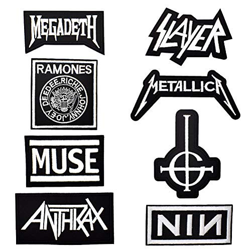 Riao-Tech 8pcs Rock Band Patch Set Heavy Thrash Metal Patches Sew On Iron On Patch