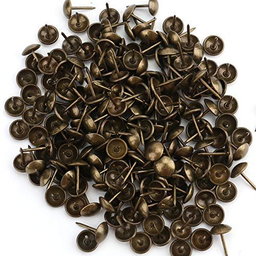 Kingrol 500 Count Upholstery Nails Pins 7-16"-11mm Antique Brass Finish Furniture Tacks Upholstery Tacks