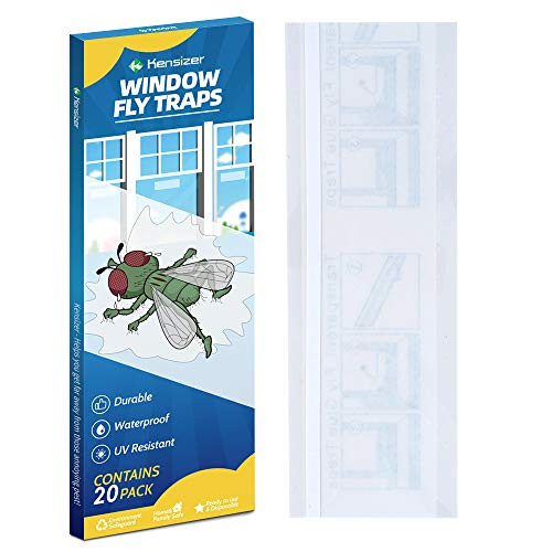 Kensizer 20-Pack Window Fly Traps Fly Paper Sticky Strips Fly Catcher Clear Windows Trap for Home House Fly Killer Lady Bug Traps Indoor