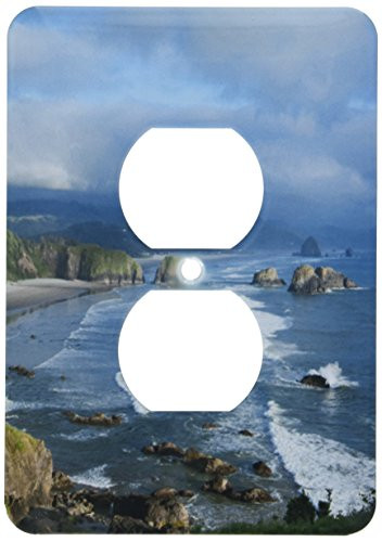 3dRose lsp_206950_6 The Coast and Cannon Beach from Ecola State Park, Oregon 2 Plug Outlet Cover