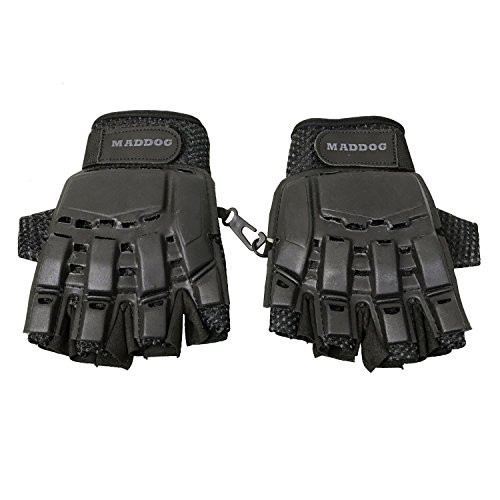 Maddog Tactical Half-Finger Paintball Airsoft Gloves - Stealth Black - Large-X-Large