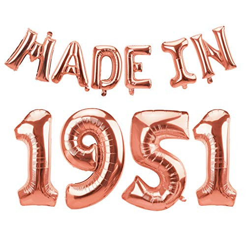 Luxiocio Made in 1951 Balloons 70th Birthday Party Decorations - Happy 70th Birthday Balloons Banner Supplies for Her - Rose Gold Happy 70 Years Old Birthday Party Photo Backdrops Décor Luxiocio Made in 1951 Balloons 70th Birthday Party Decorations - Happy 70th Birthday Balloons Banner Supplies for Her - Rose Gold Happy 70 Years Old Birthday Party Photo Backdrops Décor